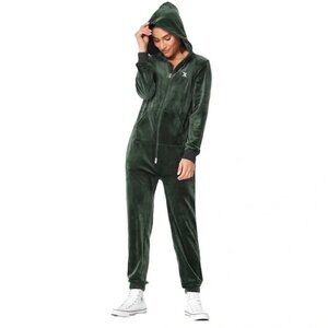 ONEPIECE Norway Original Green Velvet / Velour Jumpsuit Onesie XS (XXS)